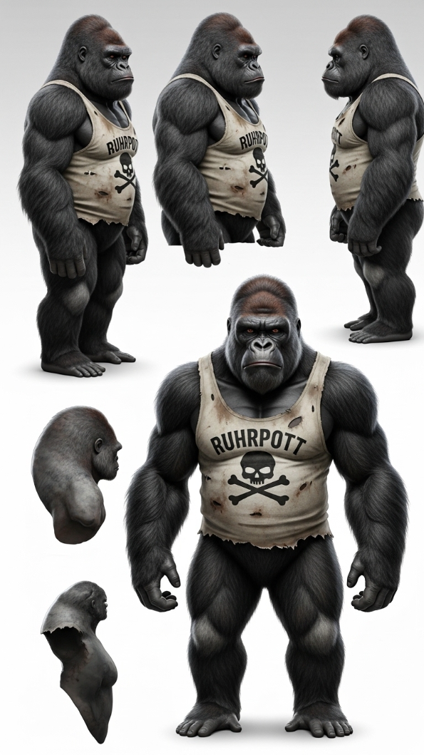 Tourilla, Silberrücken-Gorilla im zerrissenen Ruhrpott-Tanktop